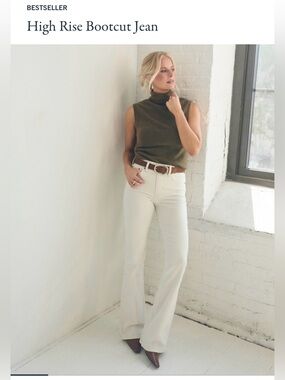 Abercrombie & Fitch Cream High-Rise Bootcut Jeans - 28 Short